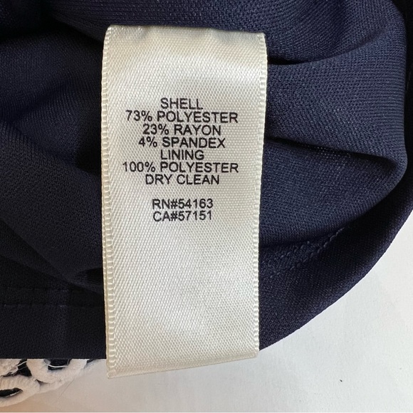 Eliza J striped a-line lace trim navy dark blue dress - Picture 3 of 10